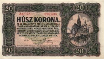 1920. 20K (2x) sorszám között pont T:I-,II