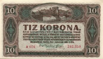 1920. 10K (4x) köztük színváltozatok + 20K (2x) T:I-,II