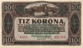 1920. 10K (4x) köztük színváltozatok + 20K (2x) T:I-,II