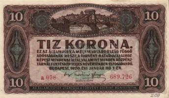 1920. 10K (4x) köztük színváltozatok + 20K (2x) T:I-,II