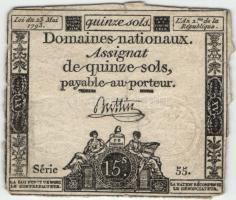 Franciaország 1792 15S "Assignata" T: 3 (apró szakadés)