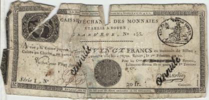 Franciaország / Rouen 1797-1803. 20Fr T:IV- R!