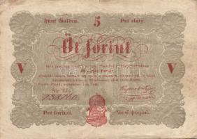 1848. 5Ft "Kossuth bankó" piros T:III-