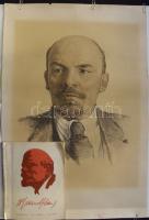 13db klf Lenin és Sztálin grafika, oklevél, naptár + 1968 Vladimir Ilyich Lenin könyv orosz nyelven