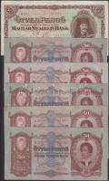 1932. 50P (5x) T:II,III + 1945. 50P "D001" sorozatszám T:III