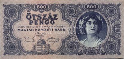 1945. 500P (4x) + 500P orosz "P" betű helyett magyar "N" betű (3x) T:II,III