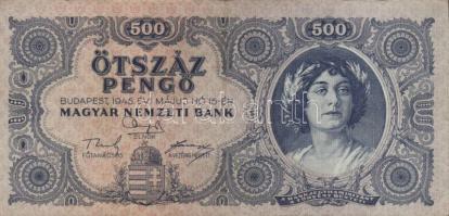 1945. 500P (4x) + 500P orosz "P" betű helyett magyar "N" betű (3x) T:II,III