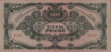 1945. 1000P piros bélyeg (8x), az egyiken a bélyeg lemezhibás + bélyeg nélkül (2x) T:II,III