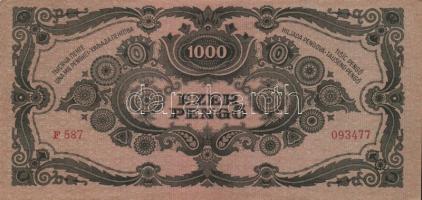 1945. 1000P piros bélyeg (8x), az egyiken a bélyeg lemezhibás + bélyeg nélkül (2x) T:II,III