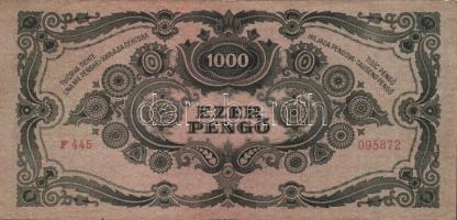 1945. 1000P piros bélyeg (8x), az egyiken a bélyeg lemezhibás + bélyeg nélkül (2x) T:II,III