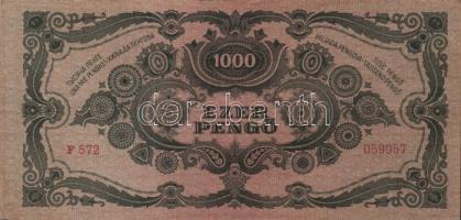 1945. 1000P piros bélyeg (8x), az egyiken a bélyeg lemezhibás + bélyeg nélkül (2x) T:II,III