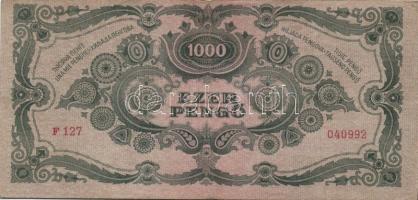 1945. 1000P piros bélyeg (8x), az egyiken a bélyeg lemezhibás + bélyeg nélkül (2x) T:II,III