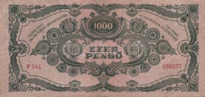 1945. 1000P piros bélyeg (8x), az egyiken a bélyeg lemezhibás + bélyeg nélkül (2x) T:II,III