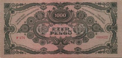 1945. 1000P piros bélyeg (8x), az egyiken a bélyeg lemezhibás + bélyeg nélkül (2x) T:II,III