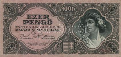 1945. 1000P piros bélyeg (8x), az egyiken a bélyeg lemezhibás + bélyeg nélkül (2x) T:II,III