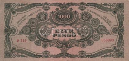 1945. 1000P piros bélyeg (8x), az egyiken a bélyeg lemezhibás + bélyeg nélkül (2x) T:II,III