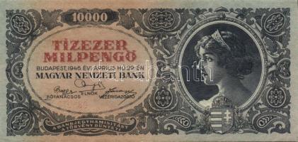 1946. 10.000MP (5x) + 100.000MP (2x) + 10.000BP (3x) + 100.000BP (3x) T:II,II- köztük színváltozatok, sok hajtatlan, vágáshibás és elcsúszott nyomatú is