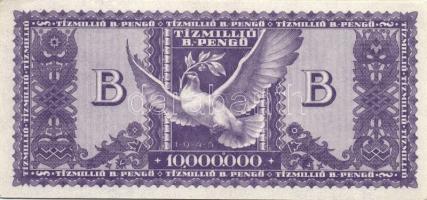 1946. 10.000.000BP hátoldalon a fehér papírrészen apró lila festékpöttyök T:I-