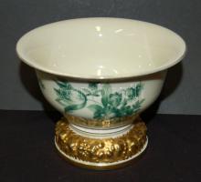 Kézzel festett aranyozott virágokkal díszített Rosenthal porcelán kaspó hibátlan állapotban / Handpainted Rosenthal chinaware pot 12 cm flawless condition