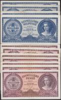 1946. 1.000.000.000P (7x) többféle színváltozat + 1.000.000.000MP (4x) T.II,III