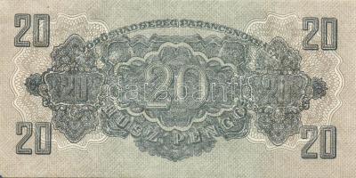 1944. 20P "Vörös Hadsereg" vágáshibás, enyhén festékhiányos és átütő sorszámos T:I-(kissé ...