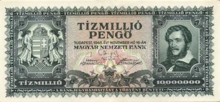 1945. 10.000.000P (3x) többféle színváltozat + 1946. 10.000.000MP (3x) többféle színváltozat + 10.00...