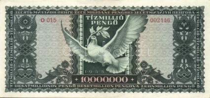 1945. 10.000.000P (3x) többféle színváltozat + 1946. 10.000.000MP (3x) többféle színváltozat + 10.00...
