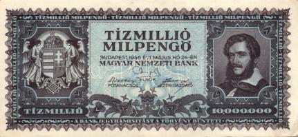 1945. 10.000.000P (3x) többféle színváltozat + 1946. 10.000.000MP (3x) többféle színváltozat + 10.00...