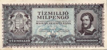 1945. 10.000.000P (3x) többféle színváltozat + 1946. 10.000.000MP (3x) többféle színváltozat + 10.00...