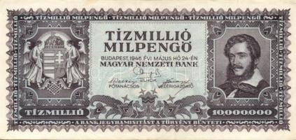 1945. 10.000.000P (3x) többféle színváltozat + 1946. 10.000.000MP (3x) többféle színváltozat + 10.00...