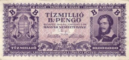 1945. 10.000.000P (3x) többféle színváltozat + 1946. 10.000.000MP (3x) többféle színváltozat + 10.00...