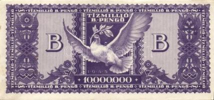 1945. 10.000.000P (3x) többféle színváltozat + 1946. 10.000.000MP (3x) többféle színváltozat + 10.00...