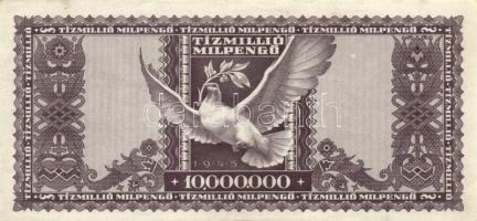 1946. 10.000.000MP (2x) egyiken "10 éves a Magyar Éremgyűjtők Egyesülete 1969-1979" felülb...