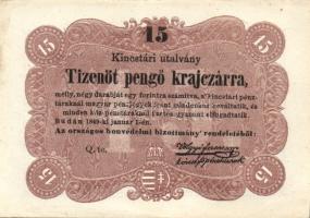 1849. 15kr "Kincstári utalvány" T:I- (kis sarokhajlás)