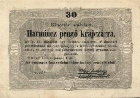 1849. 30Kr "Kincstári utalvány" T:I- fo.