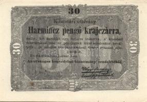 1849. 30Kr "Kincstári utalvány" sajtóhiba "1849-iki"!!! és eltolódott nyomattal T:I-