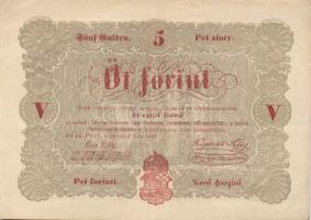 1848. 5Ft "Kossuth bankó" piros T:II