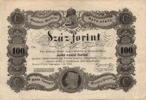 1848. 100Ft "Kossuth-bankó" T:III- R!