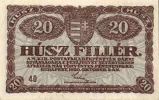 1920. 20f, 50f, 1K, 2K (3x) "2aa" és "2ab" , 10K, 20K T:I (egyik I-)