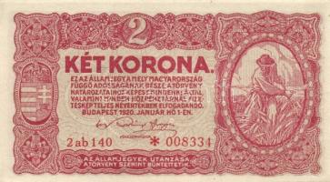 1920. 20f, 50f, 1K, 2K (3x) "2aa" és "2ab" , 10K, 20K T:I (egyik I-)