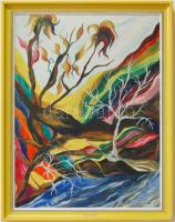 T. Winkler Attila: Bonsai, olaj-vászon, jelzett, keretben, 60x90cm