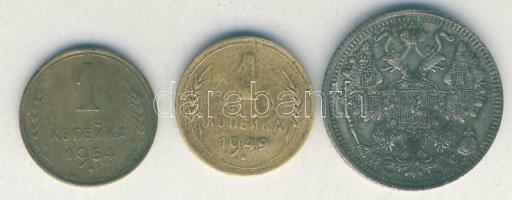 Orosz Birodalom 1914. 15k Ag "II. Miklós" + Szovjetunió 1949-1954. 1k Al-Br (2x) T:2,2- pa...