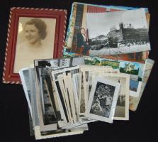cca 1910-1960 Hagyaték fotó tétel, kb 50 db benne katonai is és néhány modern lap / Vintage photos with some military and modern postcards