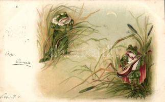 Frog serenade, humour litho