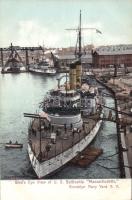 US Battleship Massachusetts in Brooklyn Navy Yard (cut)