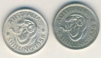 Ausztrália 1946-1958. 1Sh Ag (5x) klf évszámokkal! T:vegyes