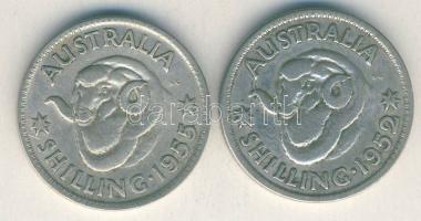 Ausztrália 1946-1955. 1Sh Ag (5x) klf évszámokkal! T:vegyes