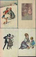 42 db vegyes, háború előtti motívumlap számos lithoval, jó művészekkel és érdekességekkel / 42 mixed topic postcards, nice material!