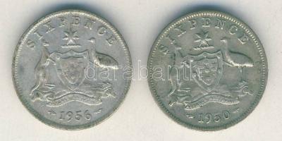 Ausztrália 1950-1958. Sixpence Ag (5x) klf évszámokkal! T:vegyes
