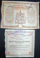 1917. Hadsegítési és Népjóléti Nyereménykölcsön 40K-ról + 1946. Magyar Általános Kőszénbánya Rt. 200Ft értékű részvénye